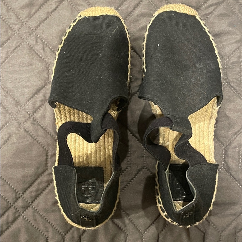 Tory Burch Black Espadrille Flats